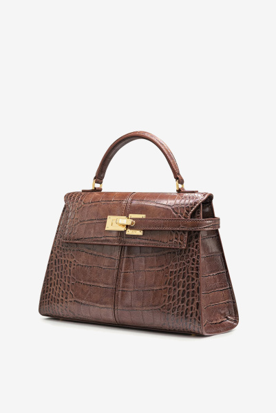 JW PEI | сумка Elise Large Croc-Embossed Chestnut Brown