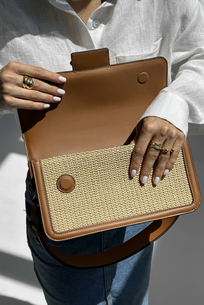 Karl Lagerfeld | сумка K/Autograph Raffia SM SHB Natural/SBrown 231W3039 A775