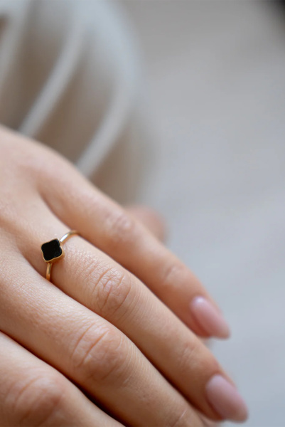 Burker | кольцо Flora Gold Black JRFGB