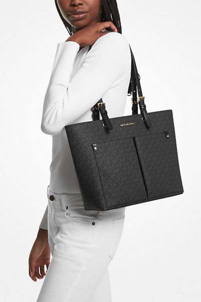 Michael Kors | сумка-тоут Jet Set Medium Logo Pocket Black 35F3GTVT3B