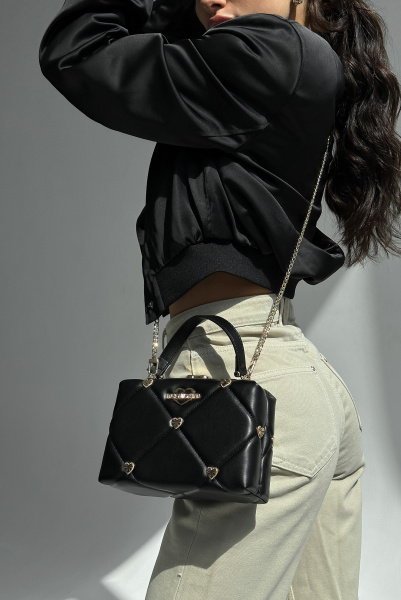 Love Moschino |  шкіряна сумка Jewel Heart Satchel S Nero JC4087PP1GLZ0000