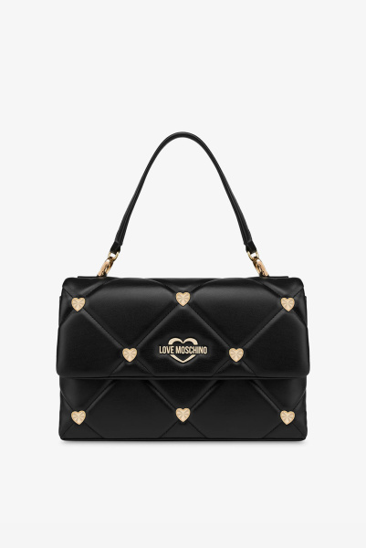 Love Moschino |  шкіряна сумка Jewel Heart Satchel M Nero