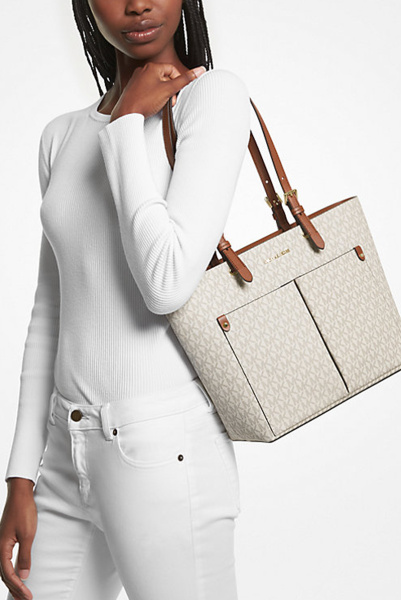 Michael Kors | сумка-тоут Jet Set Medium Logo Pocket Vanilla 35F3GTVT3B
