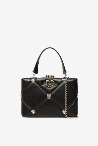 Love Moschino |  шкіряна сумка Jewel Heart Satchel S Nero
