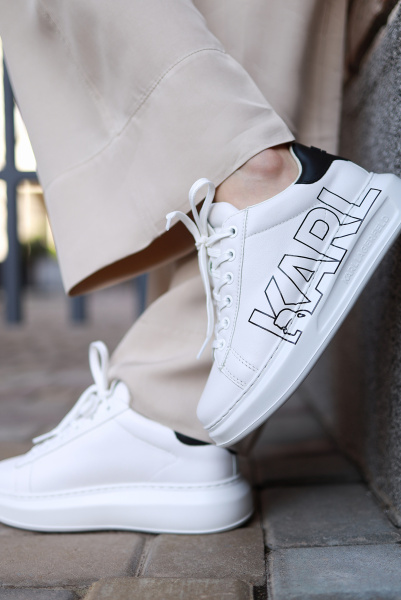 Karl Lagerfeld | кожаные кеды Kapri Karl Outline Logo White KL62511 011