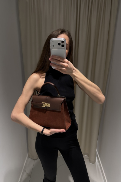 JW PEI | сумка Elise Large Faux Suede Mocha Brown