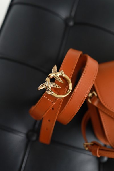 PINKO | кожаный ремень Love Berry Simply H2 Cuoio/Gold 1H20ZV Y7SP L58Q