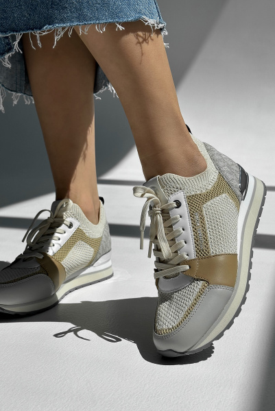 Michael Kors | комбинированные кроссовки Billie Knit Trainer Camel Multi 43S3BIFS3D