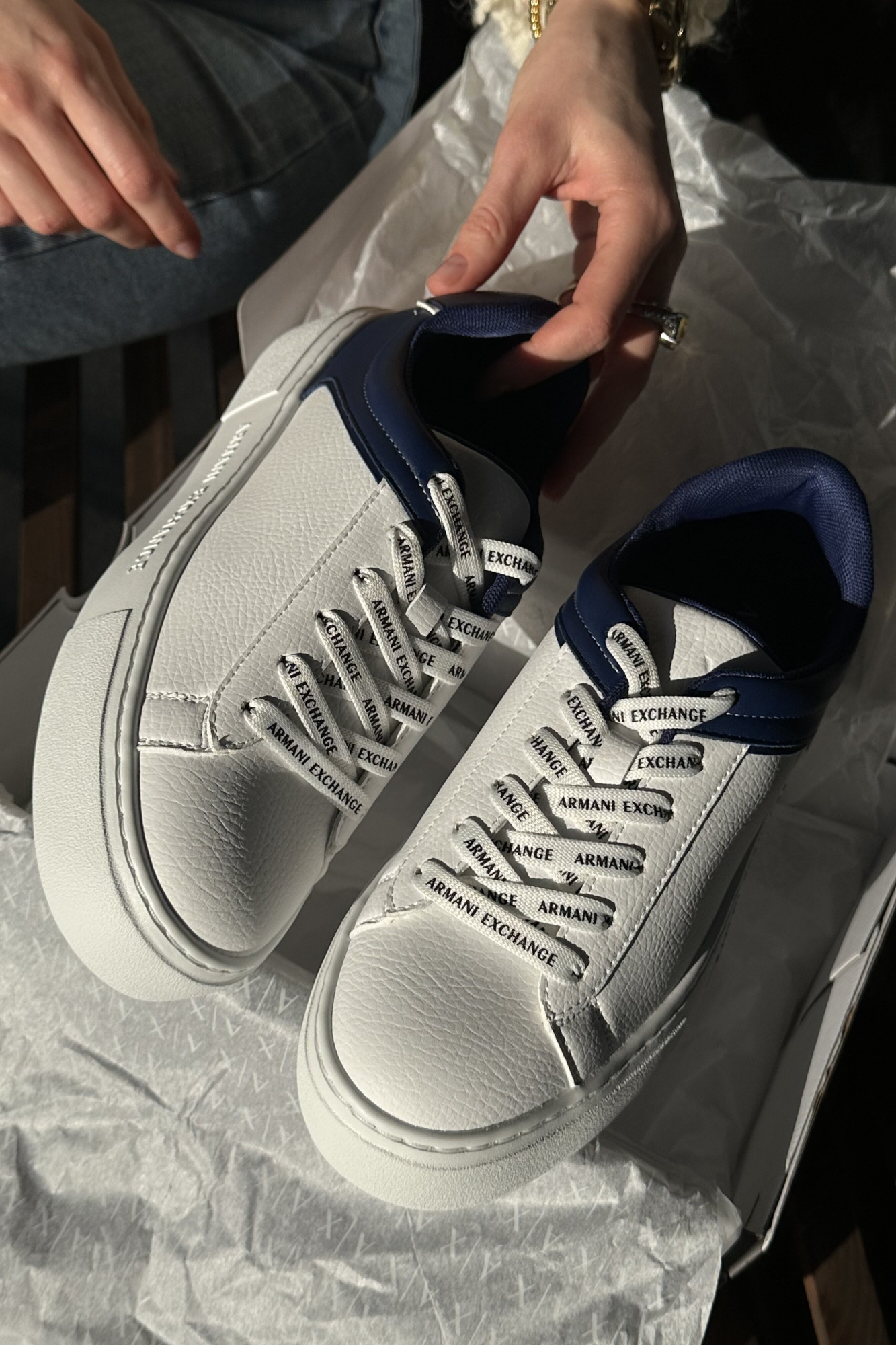 Armani Exchange | шкіряні кеди White/Blue