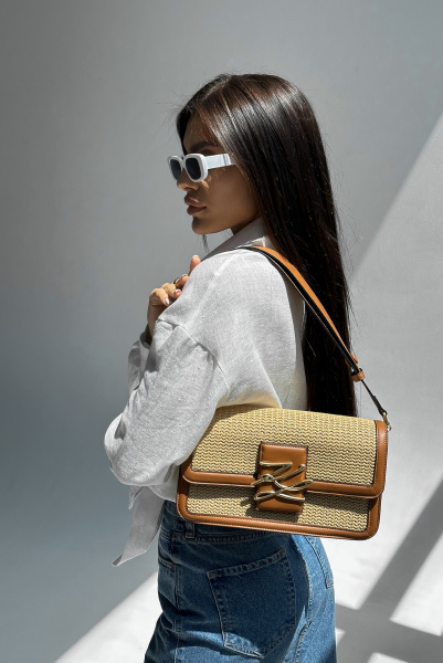 Karl Lagerfeld | сумка K/Autograph Raffia SM SHB Natural/SBrown 231W3039 A775