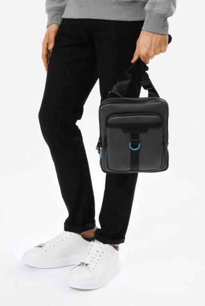 Bikkembergs | шкіряна сумка-месенджер D-Color Grey