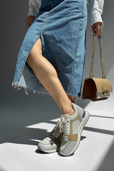 Michael Kors | комбинированные кроссовки Billie Knit Trainer Camel Multi 43S3BIFS3D