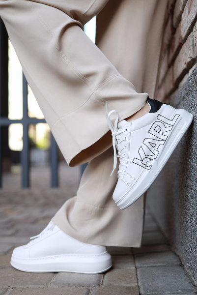 Karl Lagerfeld | кожаные кеды Kapri Karl Outline Logo White KL62511 011