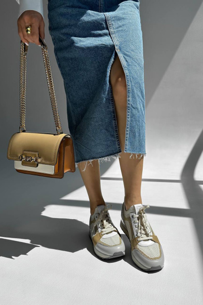 Michael Kors | комбинированные кроссовки Billie Knit Trainer Camel Multi 43S3BIFS3D