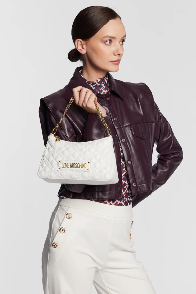 Love Moschino | кожаная сумка Quilted OFF White JC4135PP1GLA0120
