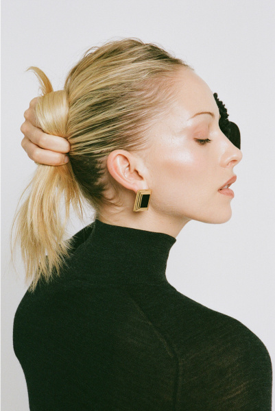 Heaven Mayhem | сережки Plaza Gold Black Velvet HMSP-01023-0401N