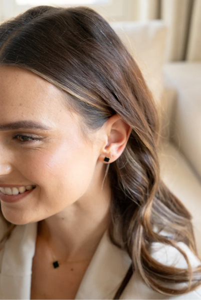 Burker | серьги Flora Gold Black JEFGB